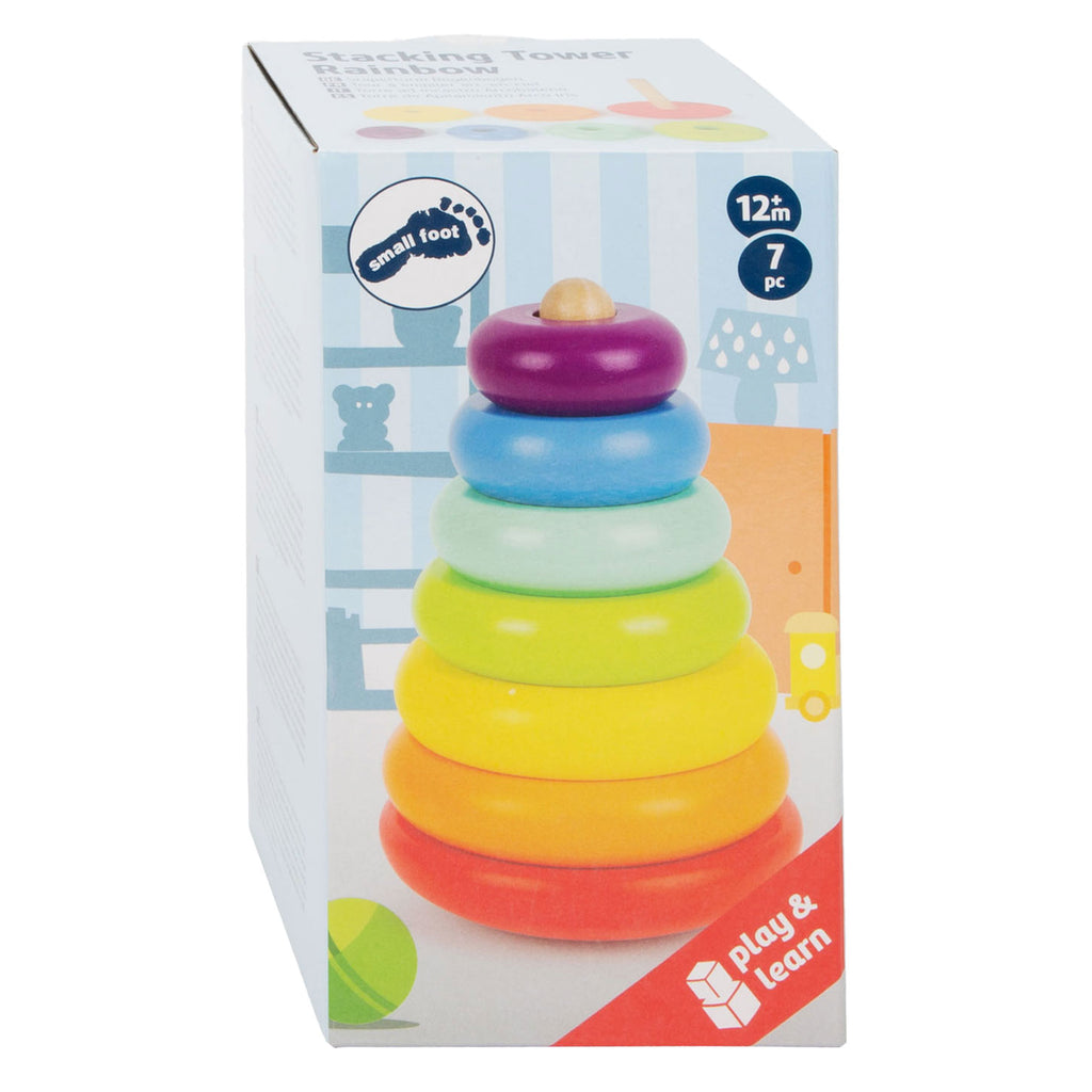 Small foot - houten stapeltoren regenboog, 7dlg.