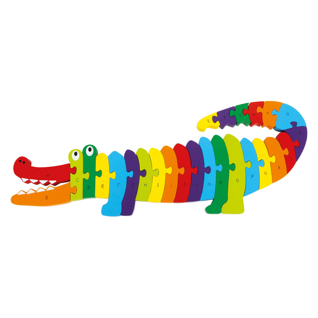 Small Foot - Holzpuzzle mit Krokodilmotiv und ABC-Motiv, 26 Teile.