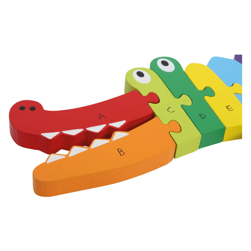 Small Foot - Holzpuzzle mit Krokodilmotiv und ABC-Motiv, 26 Teile.
