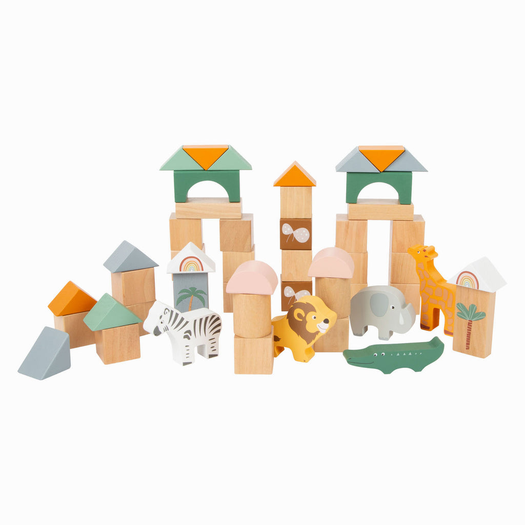 Small foot - houten bouwblokken safari, 50dlg.