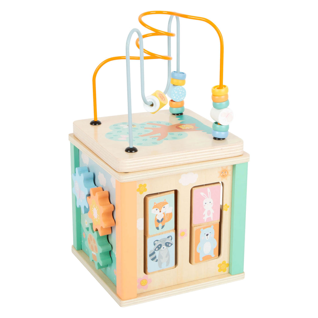Small foot - houten activiteitenkubus en motoriekspiraal pastel