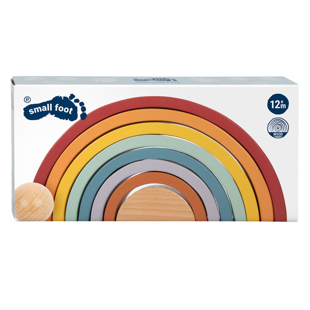 Small Foot – Regenbogen-Baubogen aus Holz mit Ball