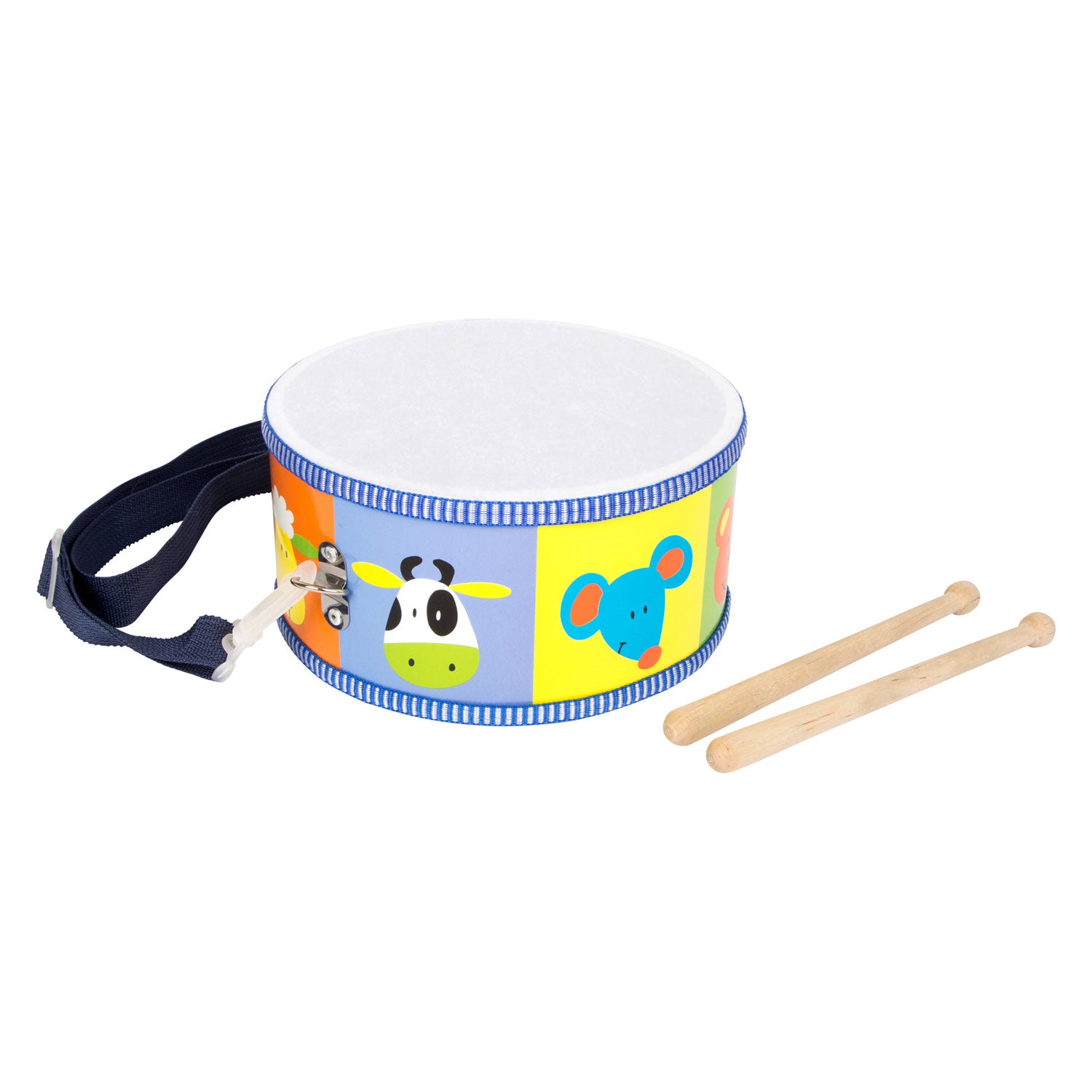 Small foot - houten trommel dieren met stokken, 3dlg.