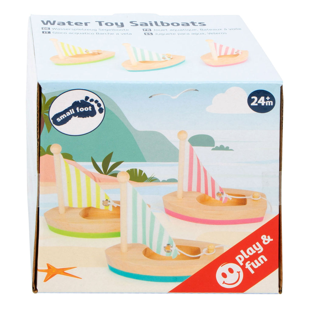 Small Foot – Badespielzeug: Segelboote aus Holz, 3er-Set