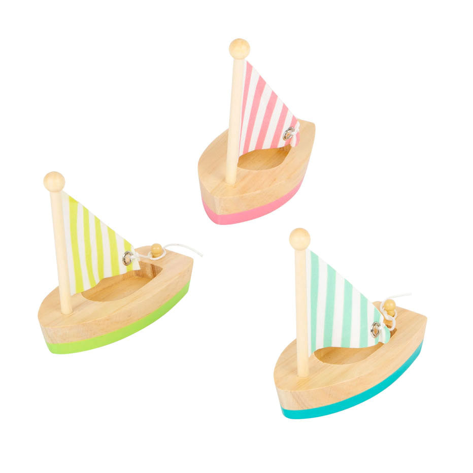 Small Foot – Badespielzeug: Segelboote aus Holz, 3er-Set