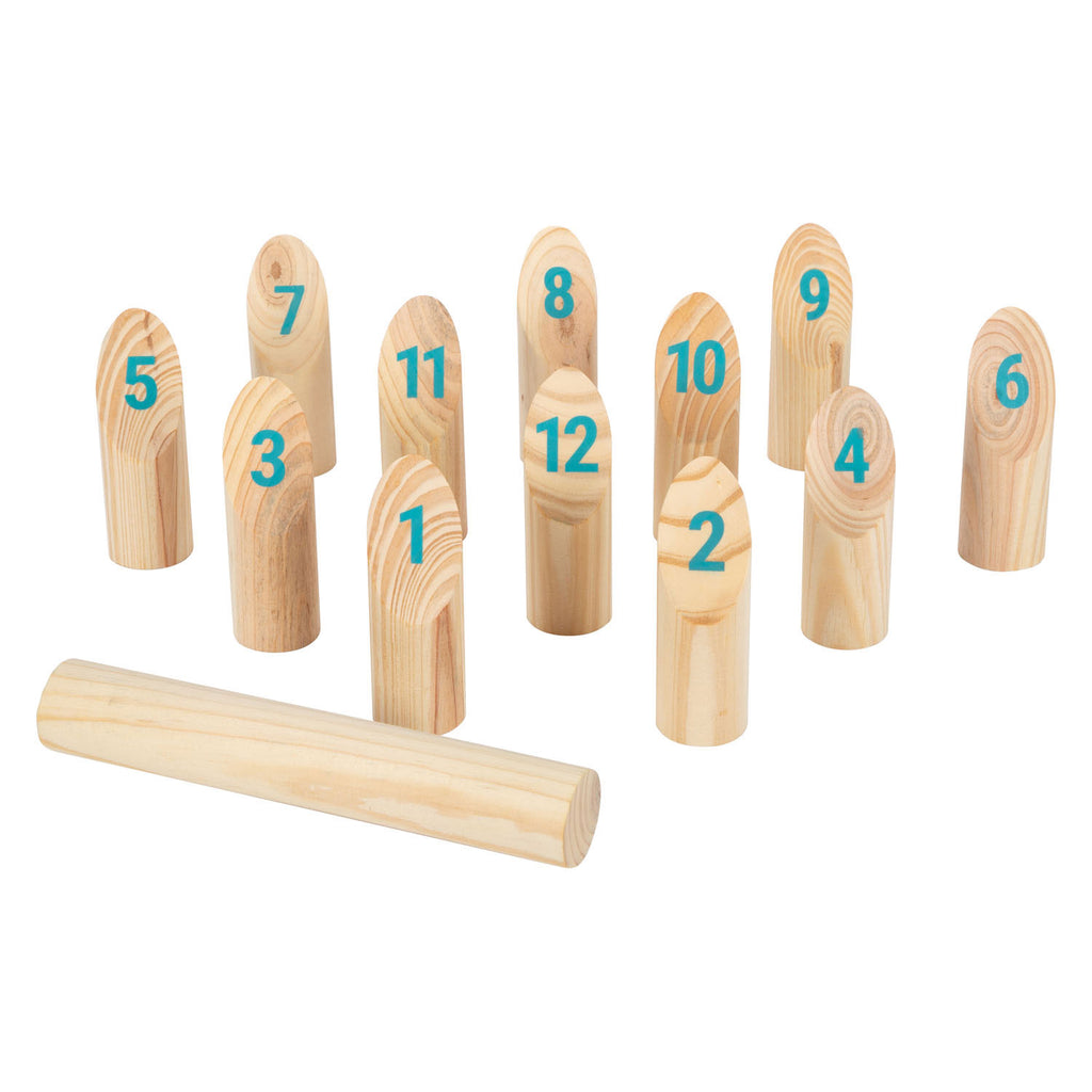 Small Foot - hölzernes Kubb mit Zahlenwurfspiel im Beutel, 13 Stück.