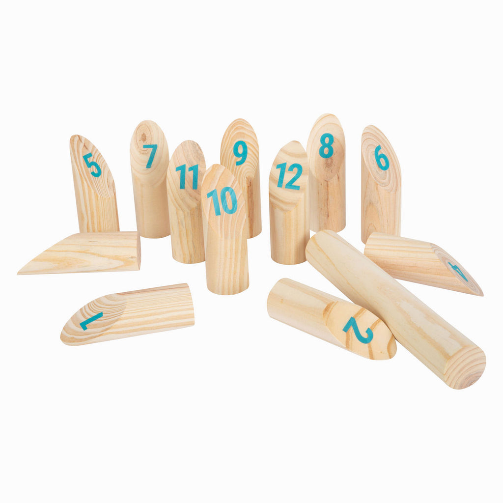 Small Foot - hölzernes Kubb mit Zahlenwurfspiel im Beutel, 13 Stück.