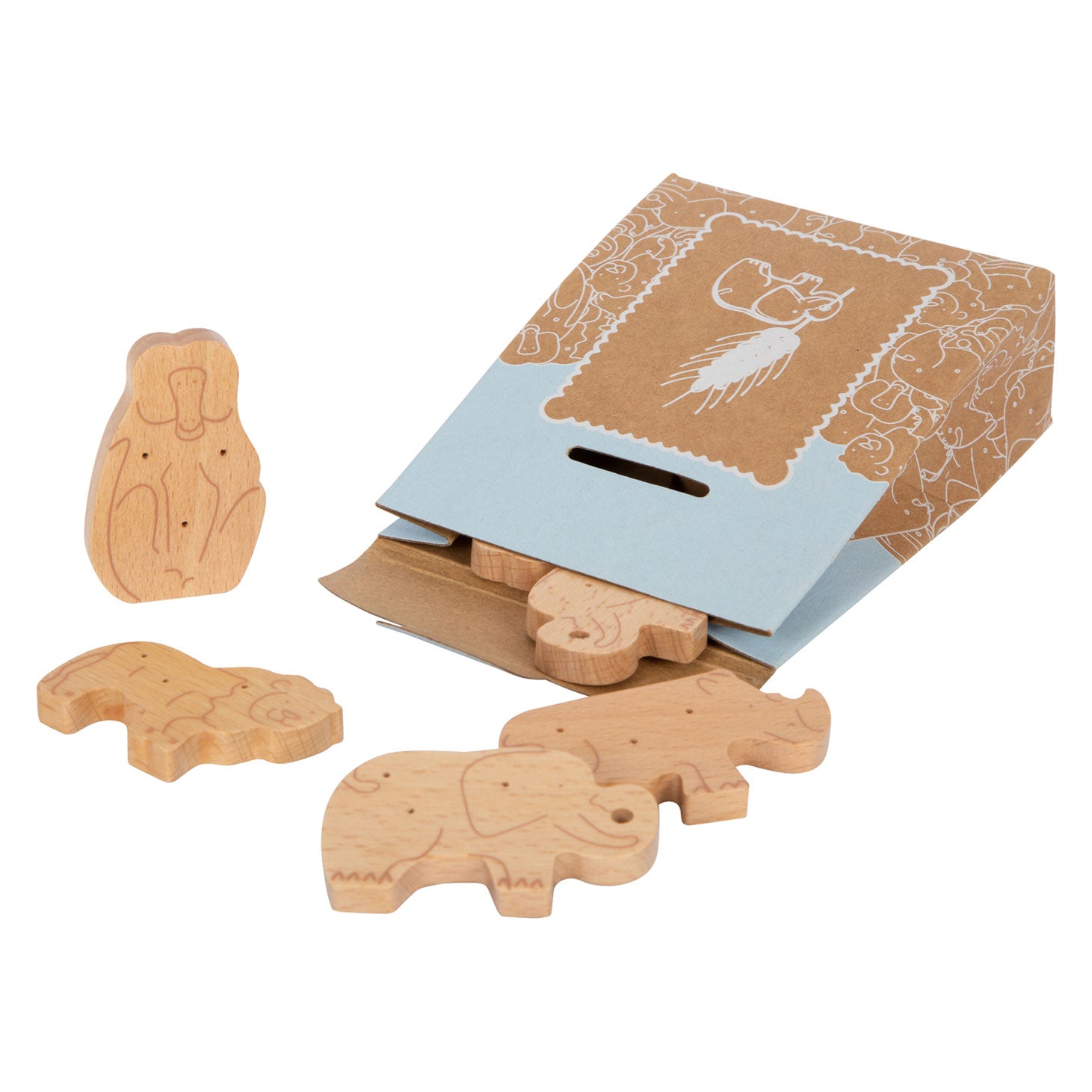 Small Foot - Spielzeug-Tierkekse aus Holz, 8 Stück.