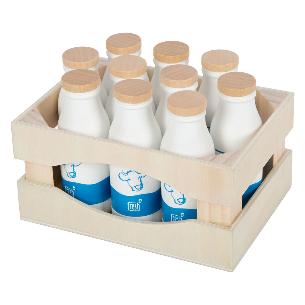 Small foot - houten krat met melkflessen, 12dlg.