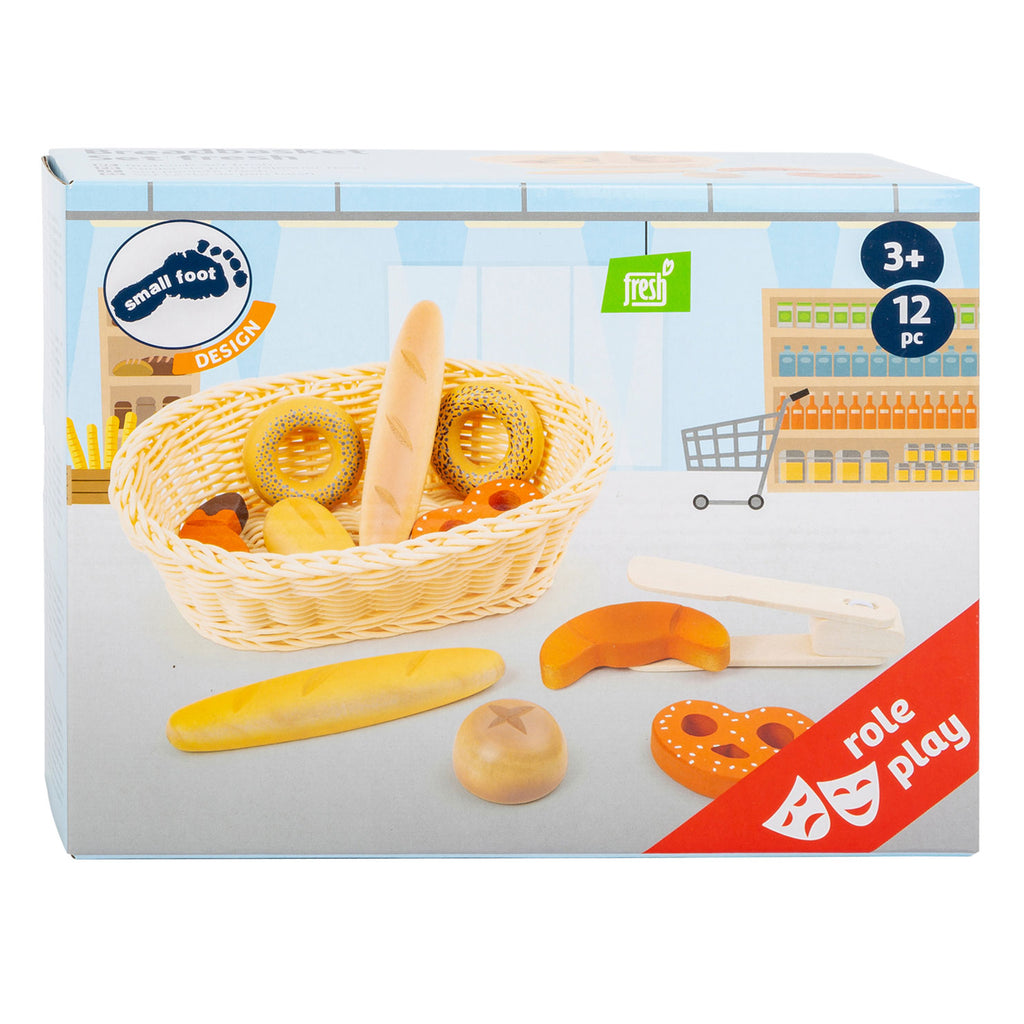 Small Foot - Brotkorb aus Kunststoff mit Spielzeugbrot, 12 Stück.