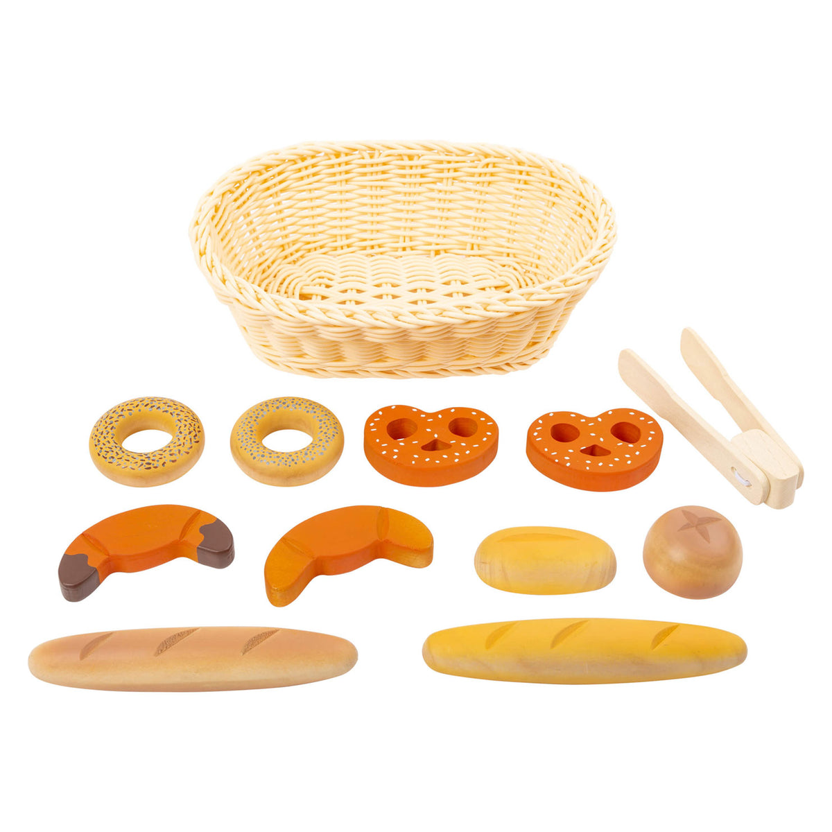 Small Foot - Brotkorb aus Kunststoff mit Spielzeugbrot, 12 Stück.