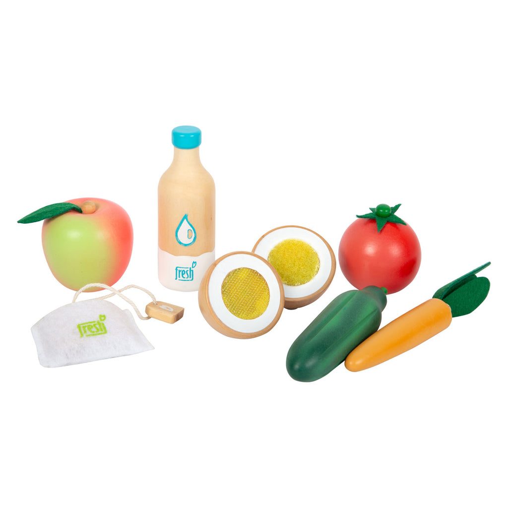 Small Foot - vegetarisches Spielzeugessen-Set aus Holz, 17-teilig.
