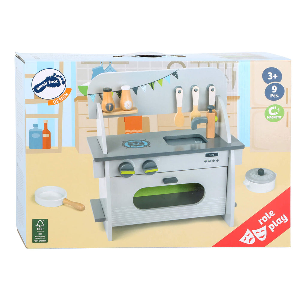 Small Foot - kompakte Spielküche aus Holz, 9-teilig.