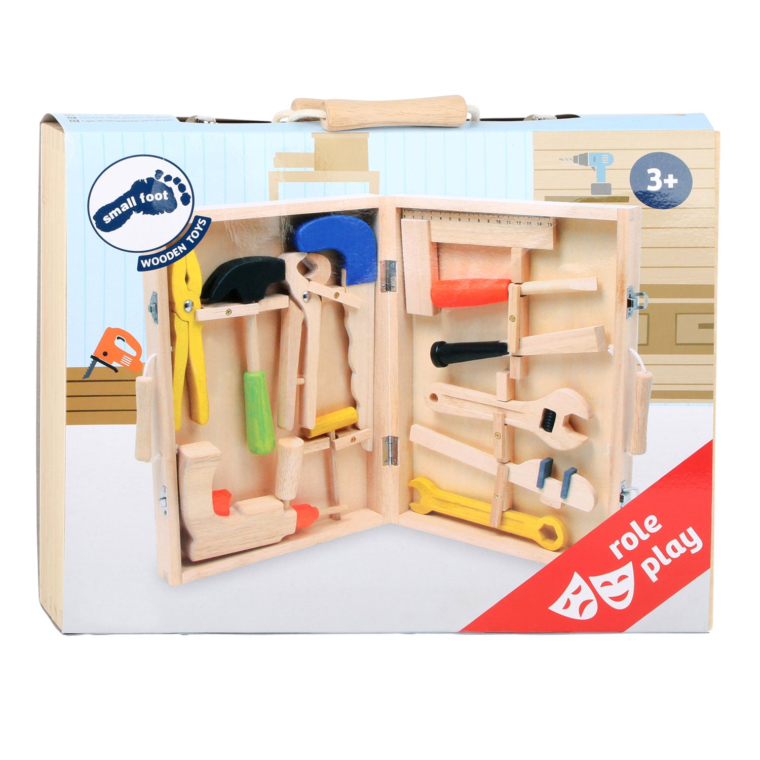 Small Foot - Werkzeugkasten aus Holz, 13-teilig.