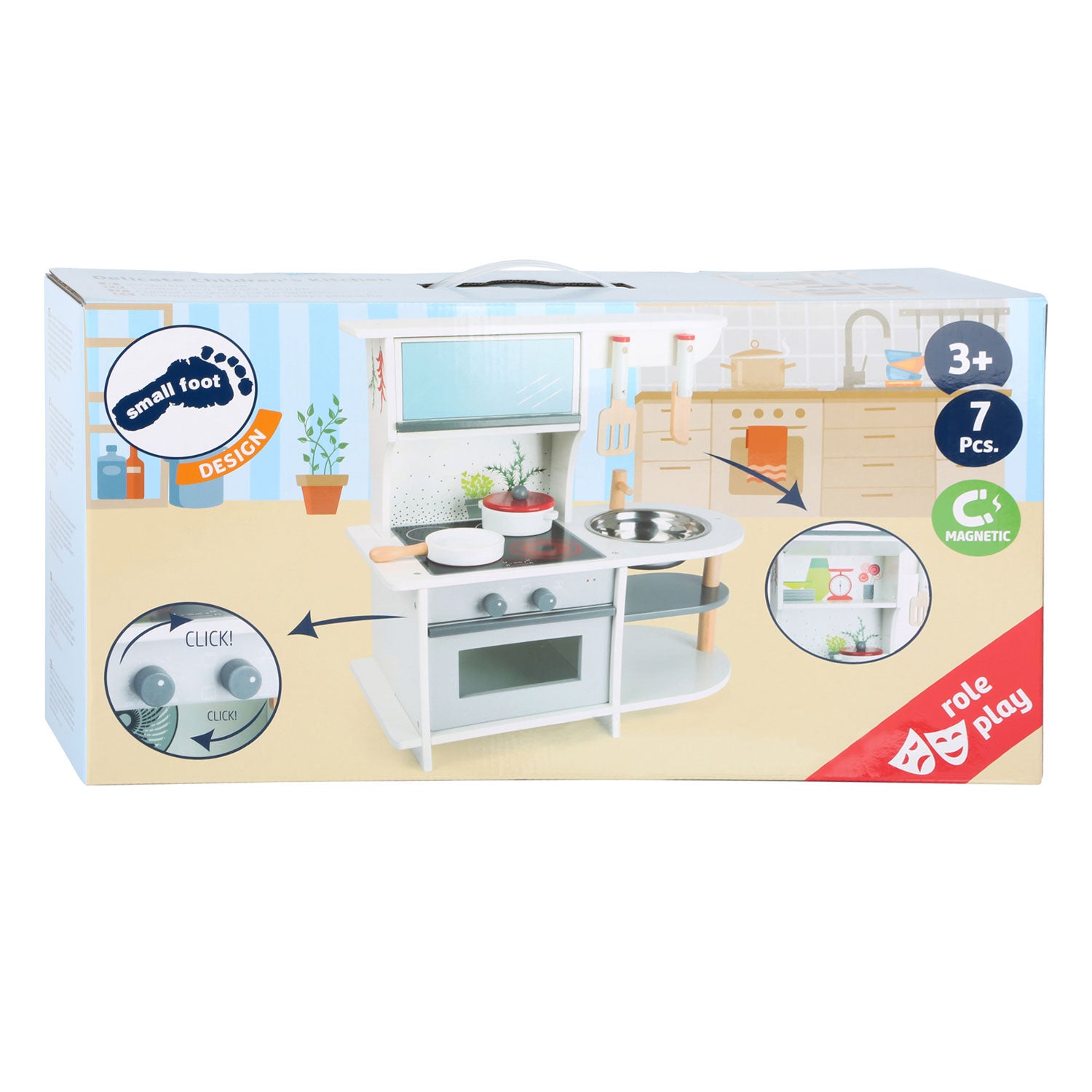 Small Foot - elegante Spielküche aus Holz, 6-teilig.