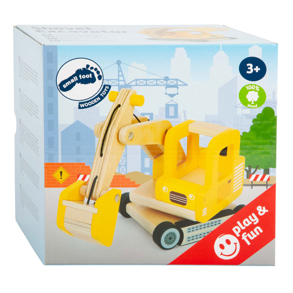 Kleiner Fuß - gelber Holzbagger