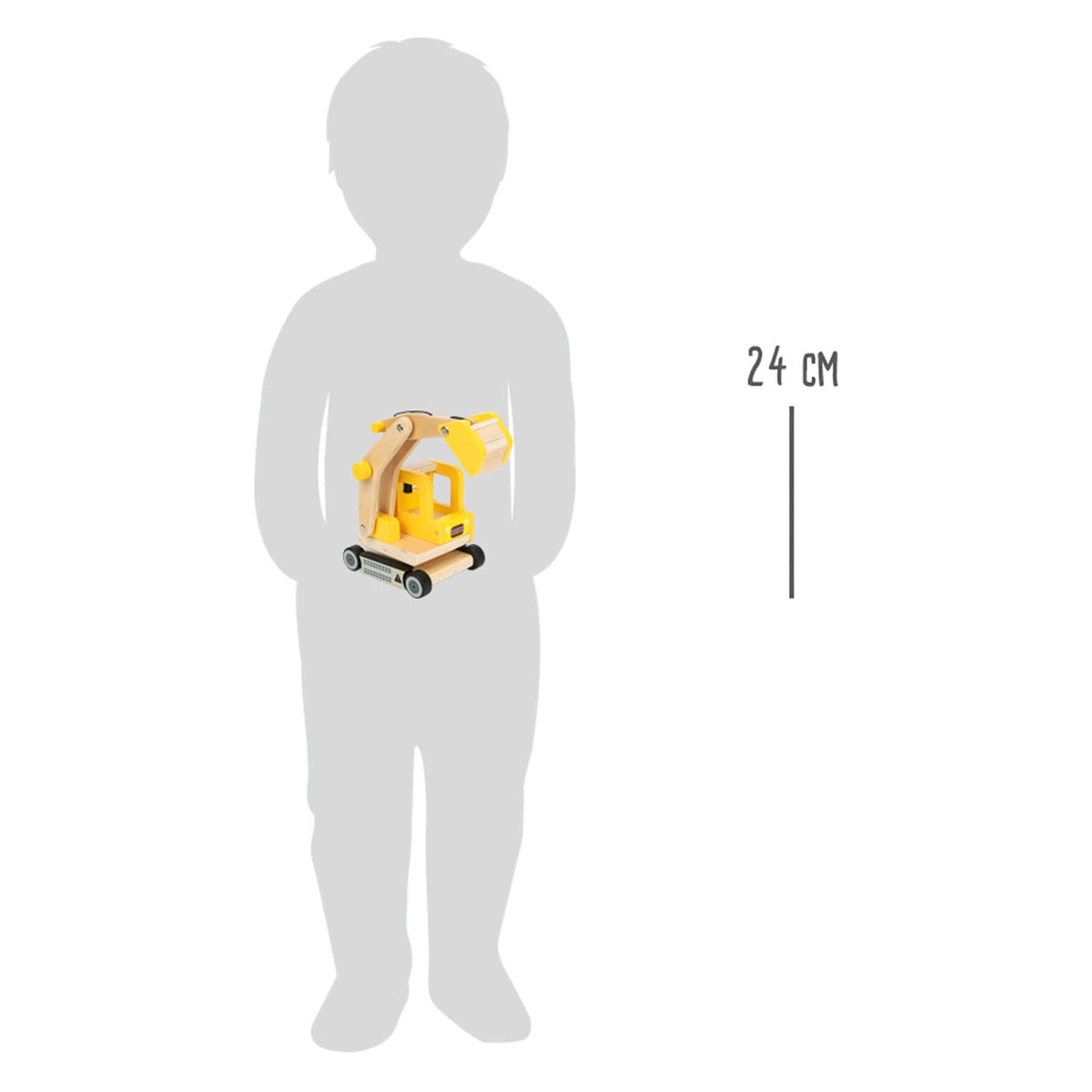 Kleiner Fuß - gelber Holzbagger