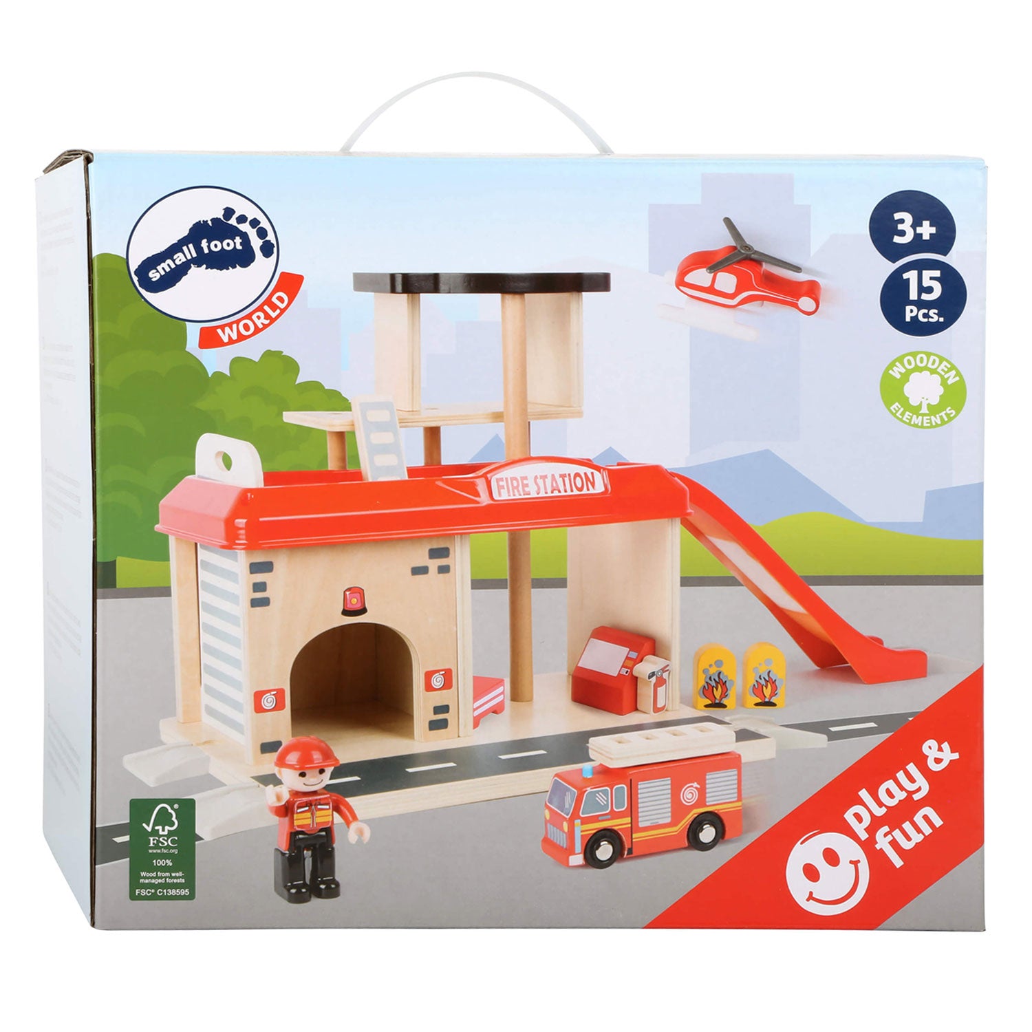 Small Foot - hölzerne Feuerwache mit Zubehör, 15-teilig.