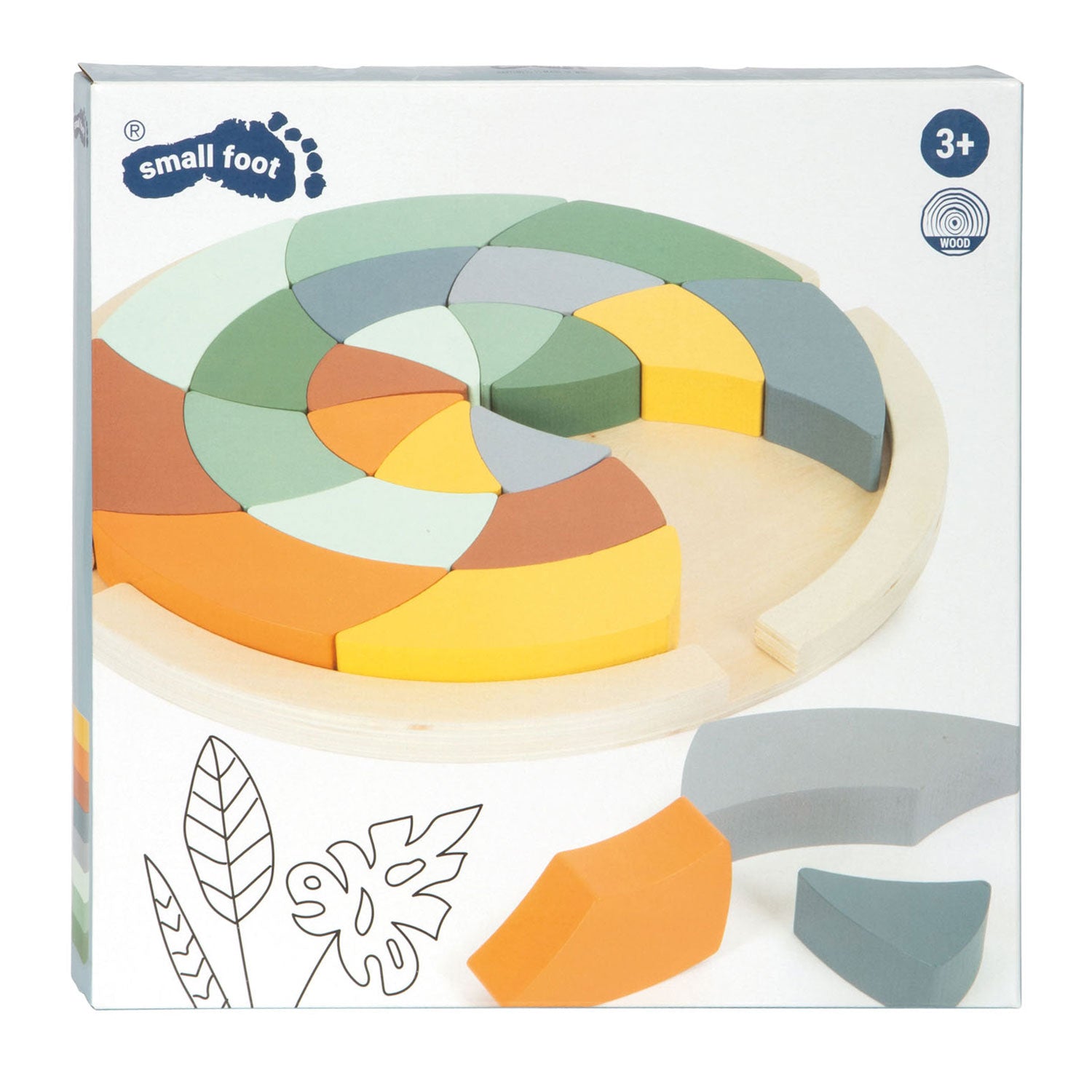 Small foot - houten vormenpuzzel safari rond, 24st.