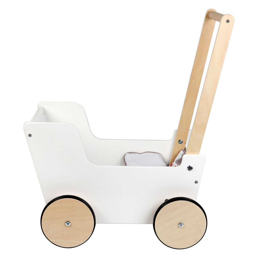 Kleiner Fuß – hölzerner Puppenwagen mit Schiebeknopf