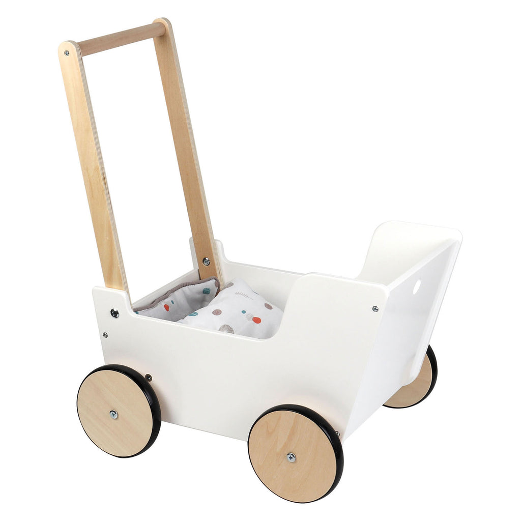 Kleiner Fuß – hölzerner Puppenwagen mit Schiebeknopf
