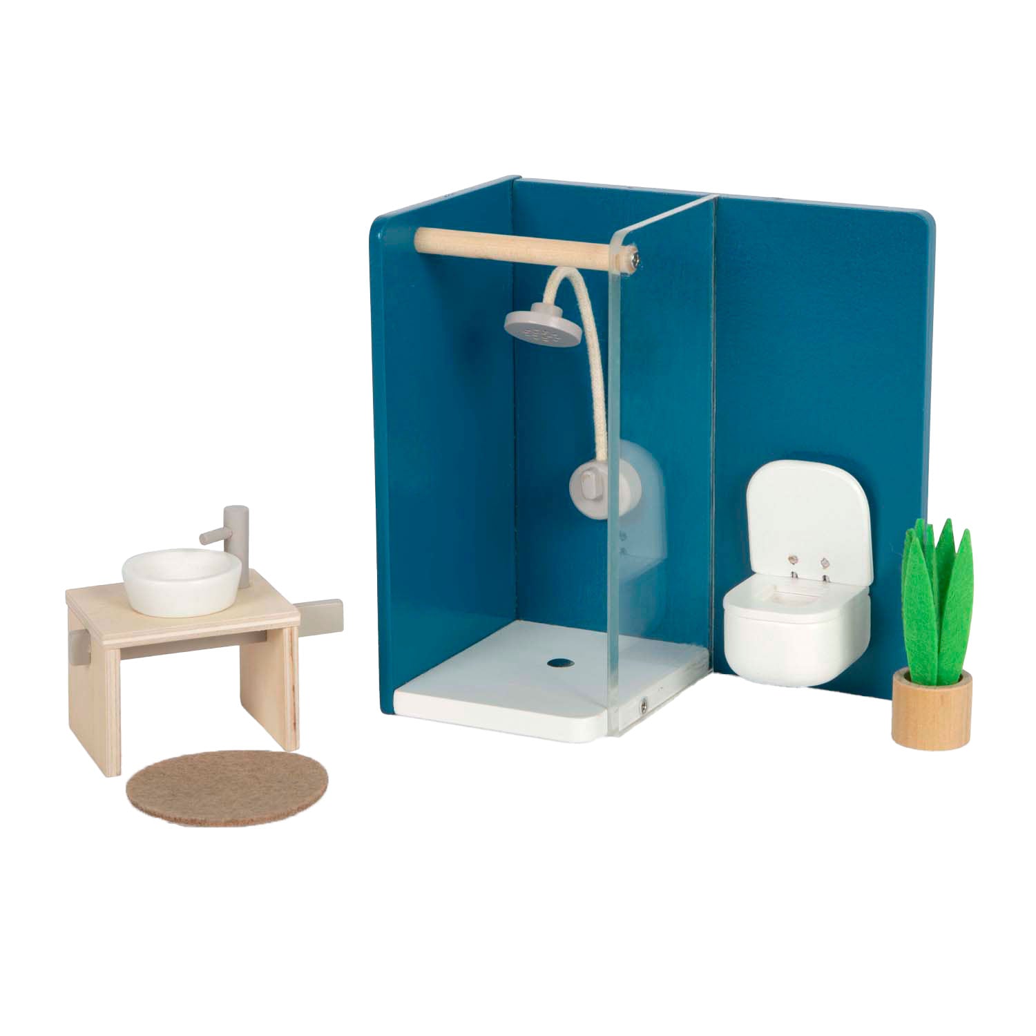 Kleines Puppenhausmöbel-Badezimmer aus Holz