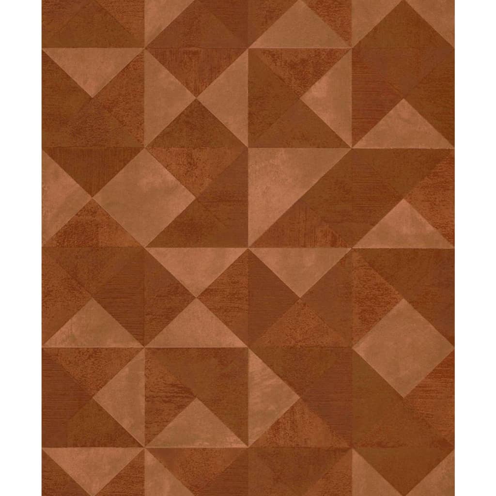 Nordwandtapete, schicke grafische Formen, facettiertes Metallic-Orange