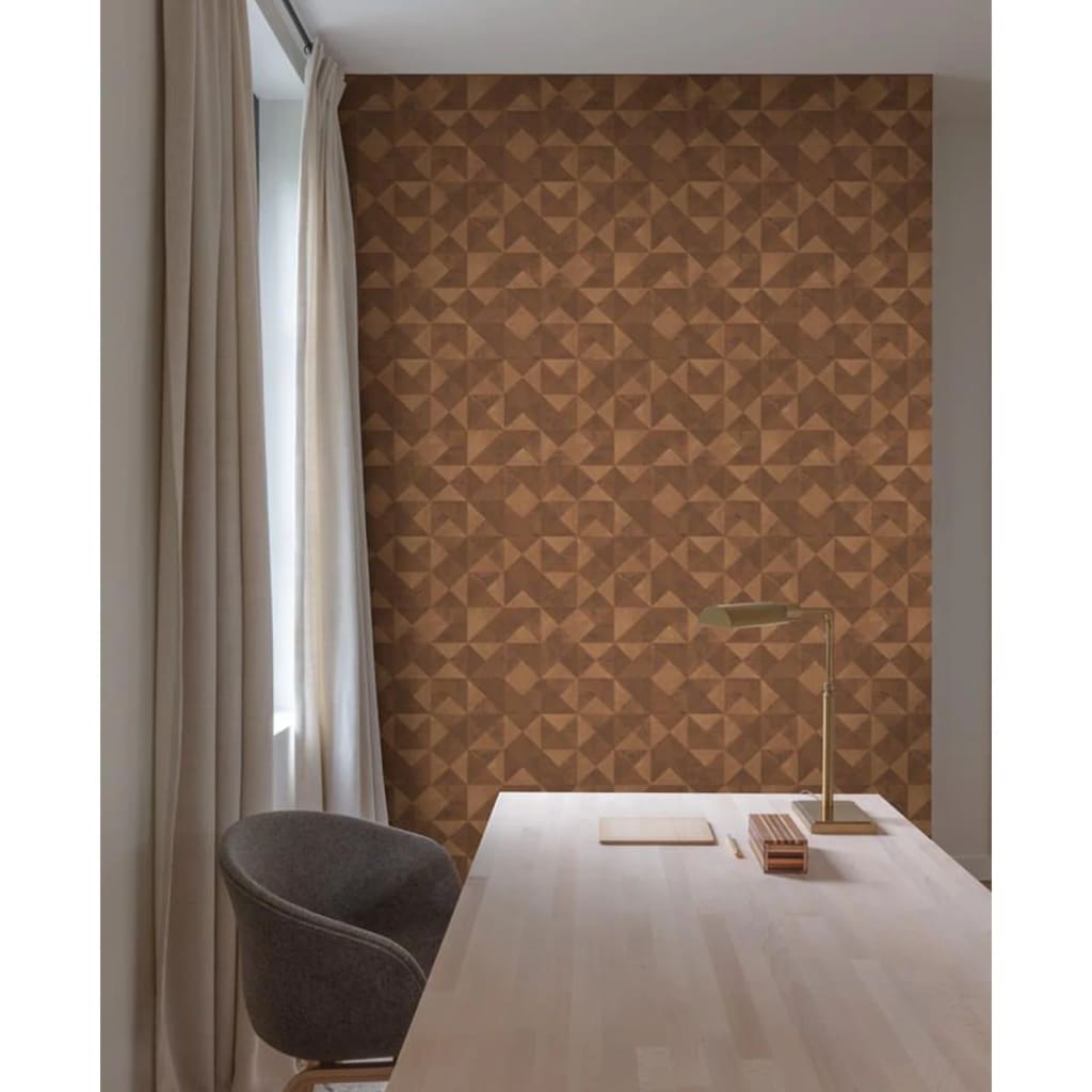Nordwandtapete, schicke grafische Formen, facettiertes Metallic-Orange