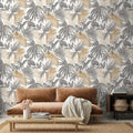 Holländische Wanddekoration Holländische Wanddekoration Tapete Wildpalmen Grau und Beige