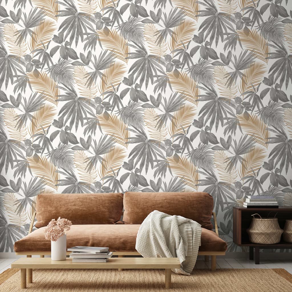Holländische Wanddekoration Holländische Wanddekoration Tapete Wildpalmen Grau und Beige