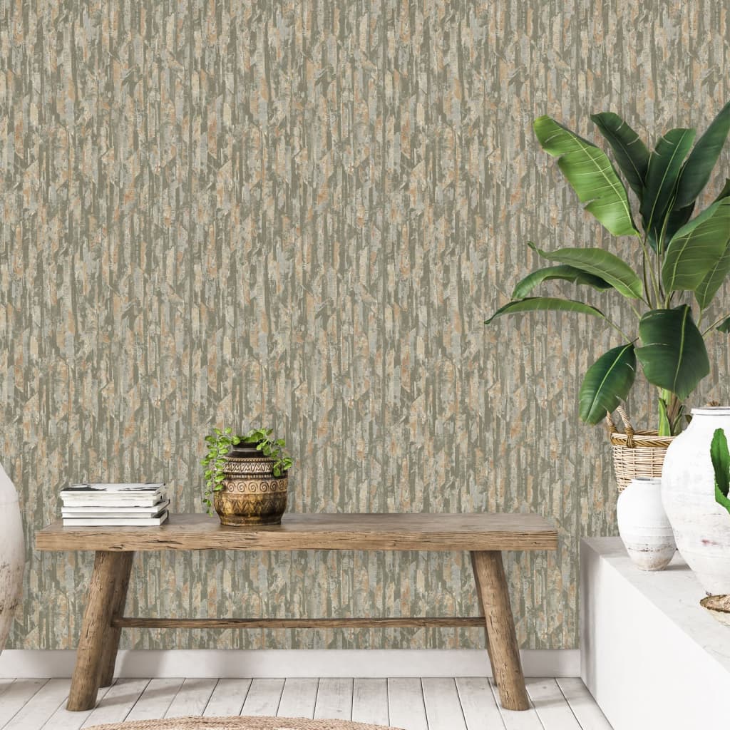 Tapete von Dutch Wallcoverings, Phoenixgrün und Beige