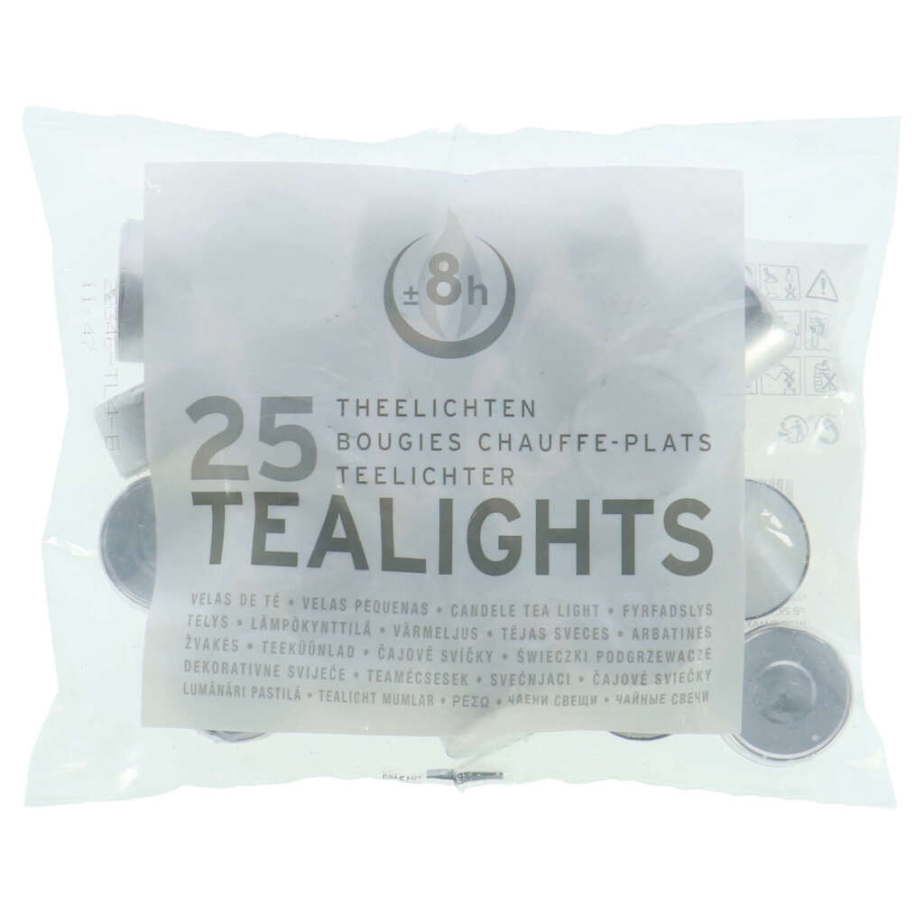 Spaas theelichten 8 uur 25 stuks | 4 stuks