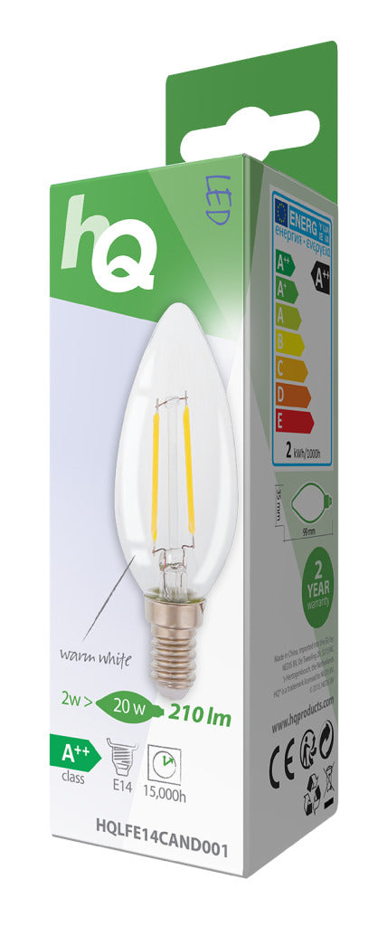 HQ lfe14cand001 LED-Retro-Filamentlampe E14-Fassung, 2 W, 210 lm, 2700 K