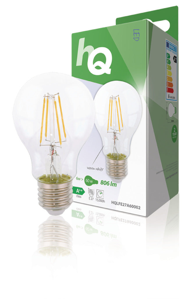 HQ lfe27a60002 LED-Retro-Filamentlampe E27 A60 6 W 806 lm 2700 K