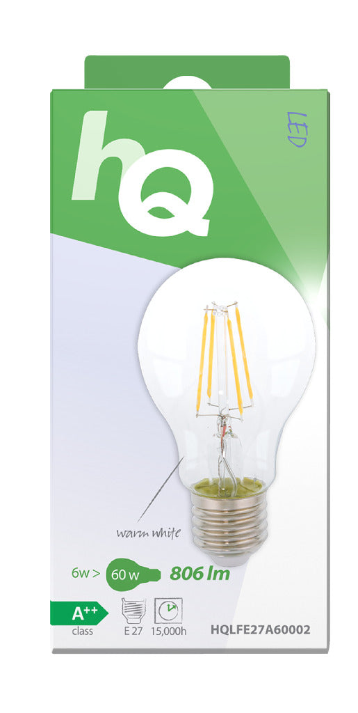 HQ lfe27a60002 LED-Retro-Filamentlampe E27 A60 6 W 806 lm 2700 K