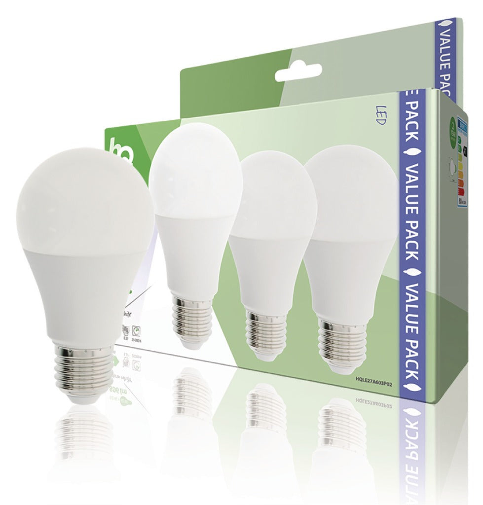 HQ LE27A603P02 LED-Lampe, 3 Stück, E27 A60, 9 W, 806 lm, 2700 K