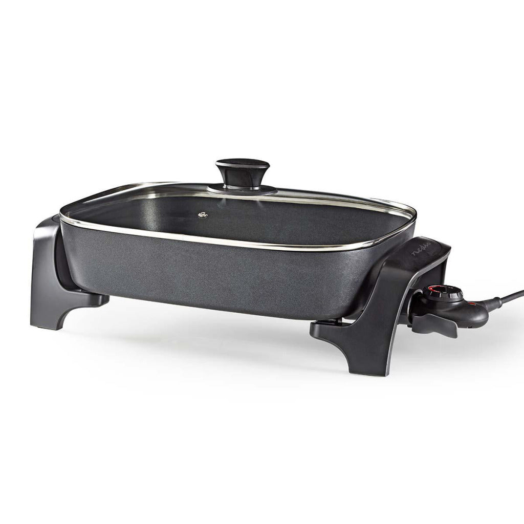 Nedis FCSP110EBK40 Elektrische Bratpfanne, 40 cm dickerer Aluminiumkorpus