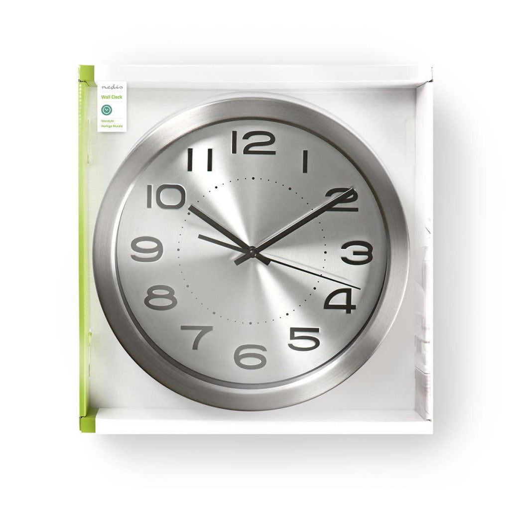 Nedis wandklok | 300 mm | roestvrij zilver | 1 stuks - clwa010mt30sr clwa010mt30sr