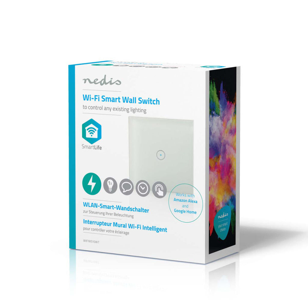 Nedis smartlife wandschakelaar | wi-fi | enkel | 1000 w | glas | wit | 1 stuks - wifiws10wt wifiws10wt