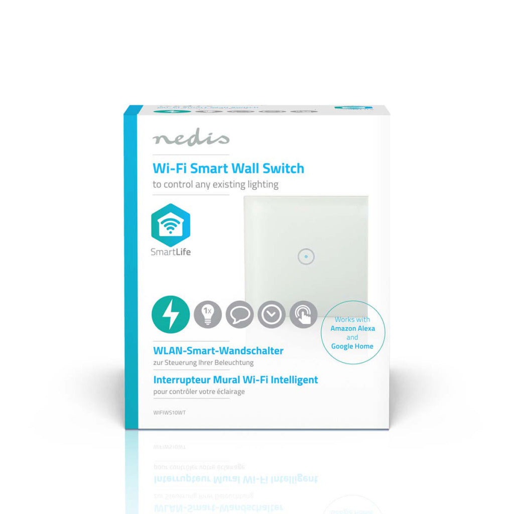 Nedis smartlife wandschakelaar | wi-fi | enkel | 1000 w | glas | wit | 1 stuks - wifiws10wt wifiws10wt