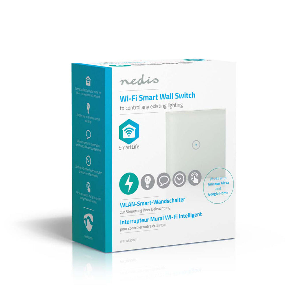 Nedis smartlife wandschakelaar | wi-fi | enkel | 1000 w | glas | wit | 1 stuks - wifiws10wt wifiws10wt