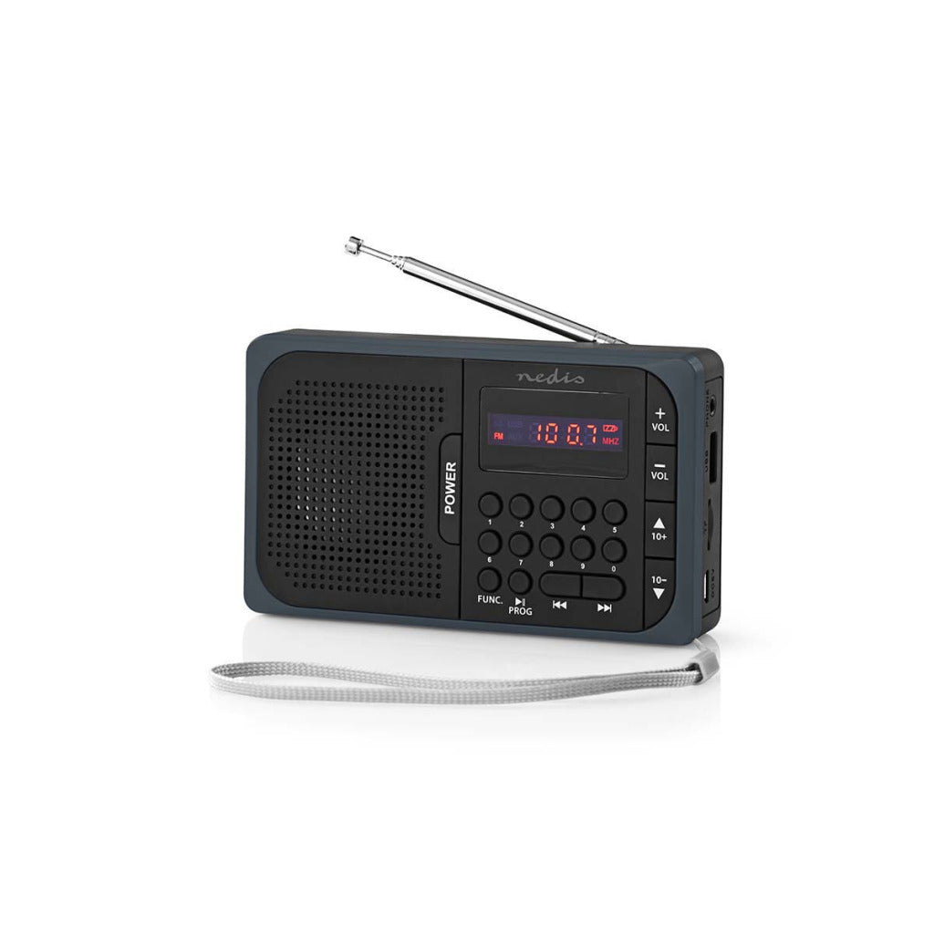 Nedis rdfm2100gy fm-radio 3,6 w usb-poort microsd-kaartsleuf zwart grijs