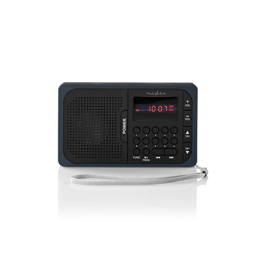Nedis rdfm2100gy fm-radio 3,6 w usb-poort microsd-kaartsleuf zwart grijs