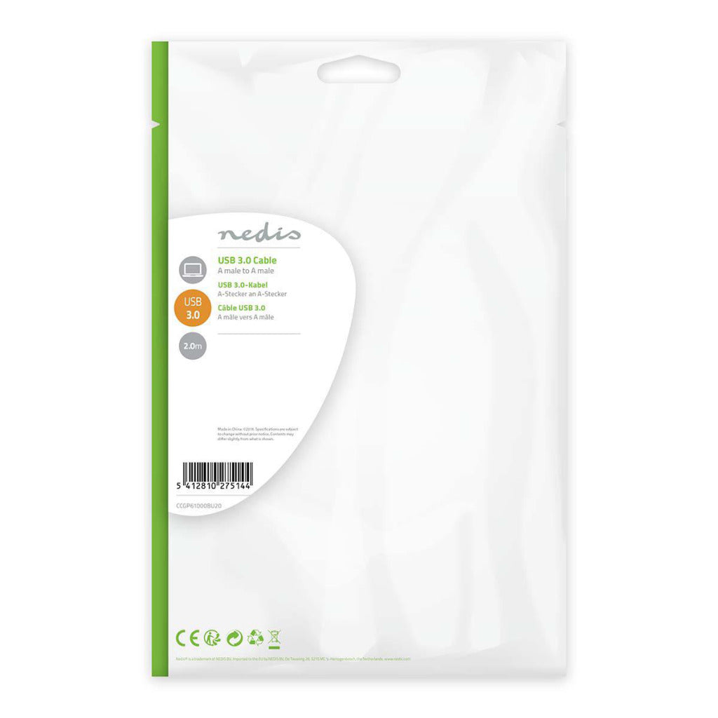 Nedis CCGP61000BU20 USB 3.0-Kabel, Stecker A auf Stecker A, 2,0 m, blau