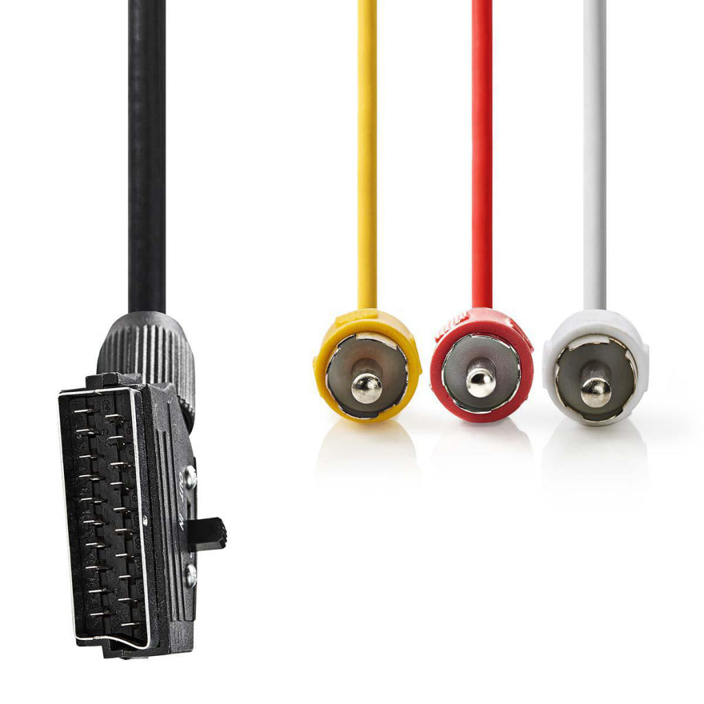 Nedis cvgp31130bk10 umschaltbares Scart-Kabel, Scart-Stecker – 3x Cinch-Stecker, 1,0 m, schwarz