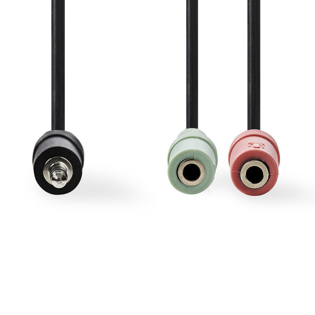 Nedis CAGP22150BK02 Audiokabel für Headsets, 3,5-mm-Klinkenstecker – 2 x 3,5-mm-Buchse, 0,2 m, schwarz