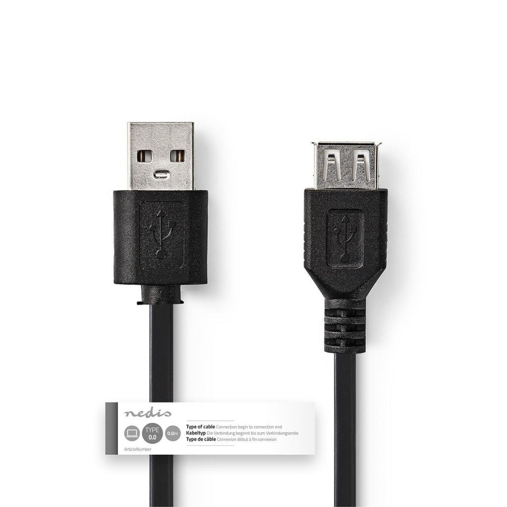 Nedis CCGT60010BK10 Kabel USB 2.0 A Stecker – USB A Buchse 1,0 m schwarz