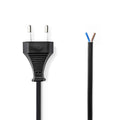 Nedis PCGP11700BK20 Netzkabel mit Eurostecker – offenes Kabelende, 2,0 m, schwarz
