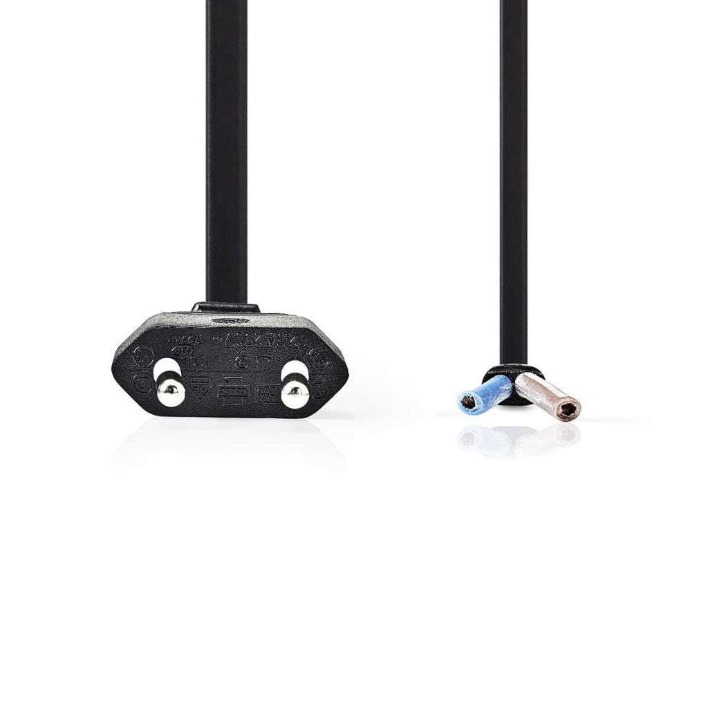 Nedis PCGP11700BK20 Netzkabel mit Eurostecker – offenes Kabelende, 2,0 m, schwarz