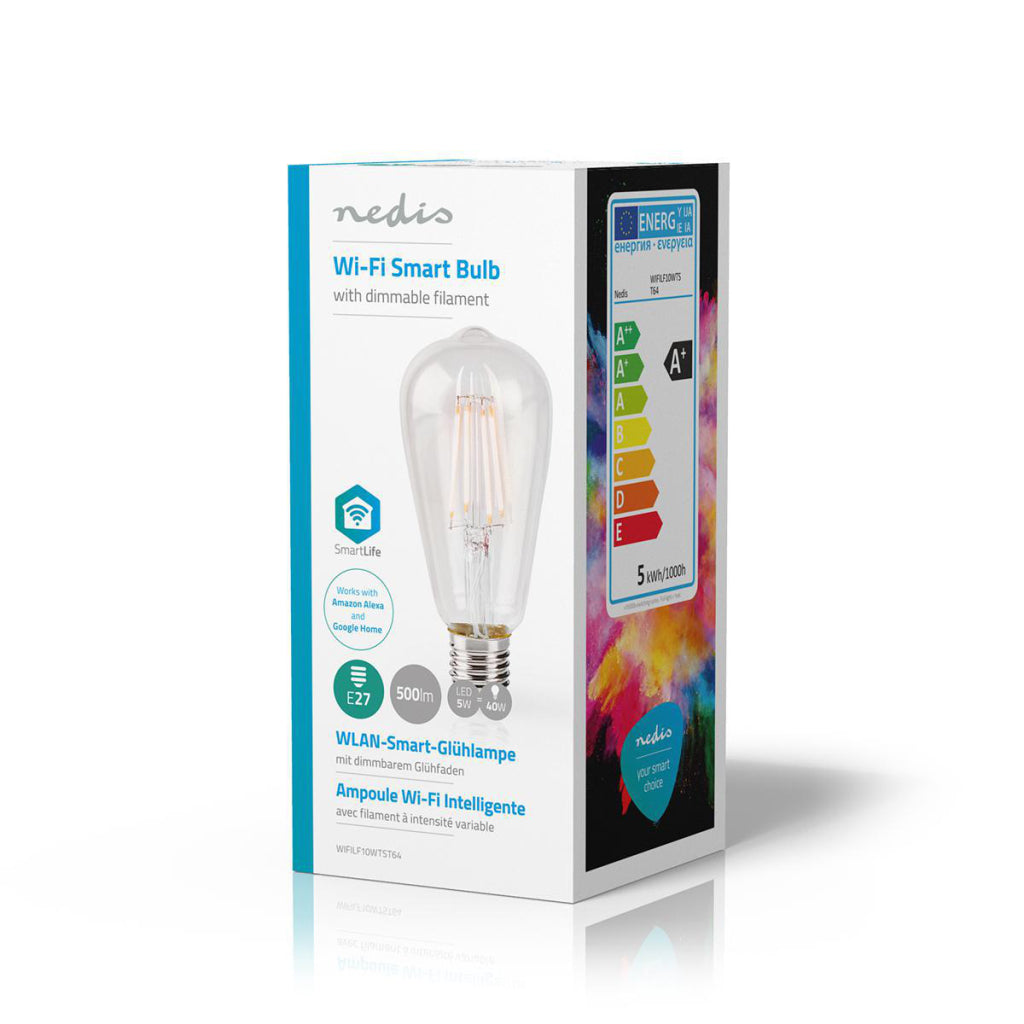 Nedis wifilf10wtst64 WLAN-Smart-LED-Filamentlampe E27 ST64 5 W 500 lm